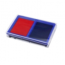 得力双色快干印台/印泥 红+蓝色 财务办公必备9865